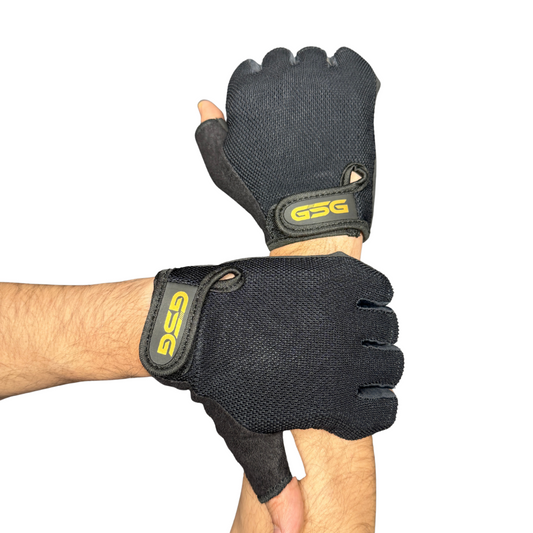 Strong Grip Fingerless Gym Gloves –Black