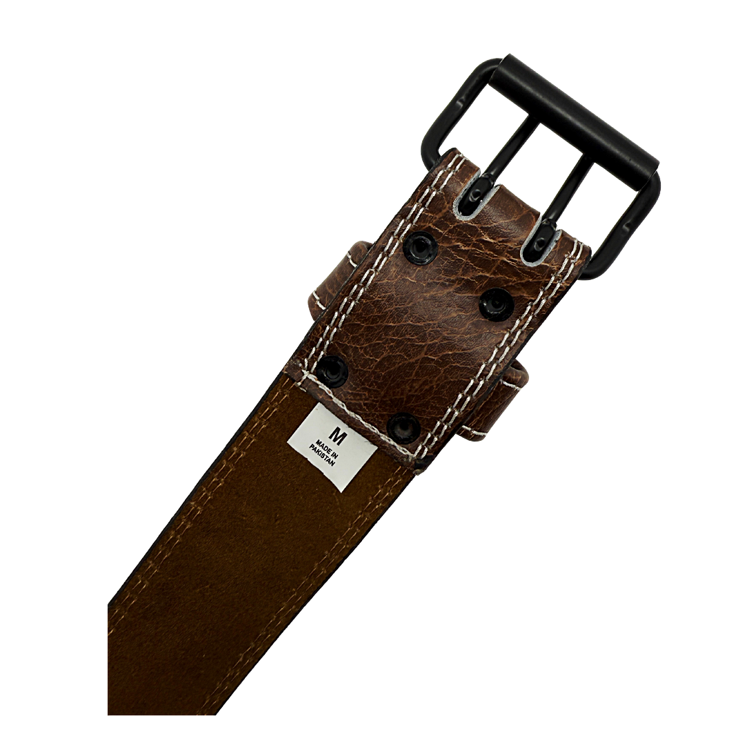 GSG Pro Gym Leather Belt Double Prong Gold Brown Edition