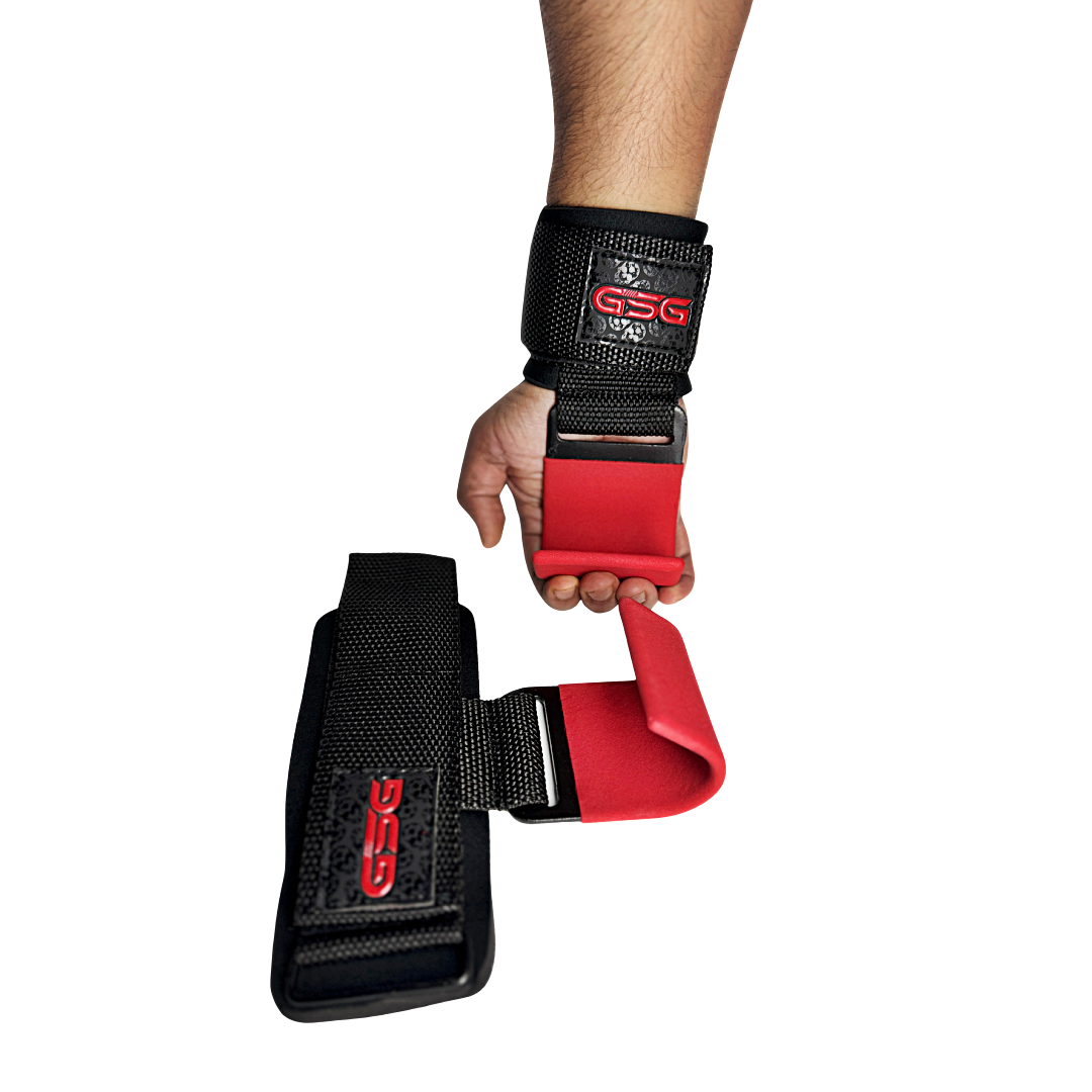 GSG Heavy Duty Weight Lifting Hooks-Red