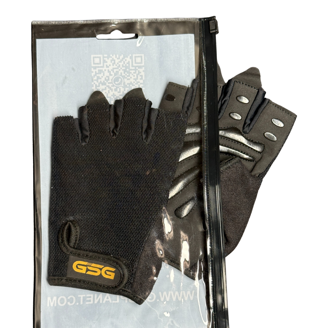Strong Grip Fingerless Gym Gloves –Black
