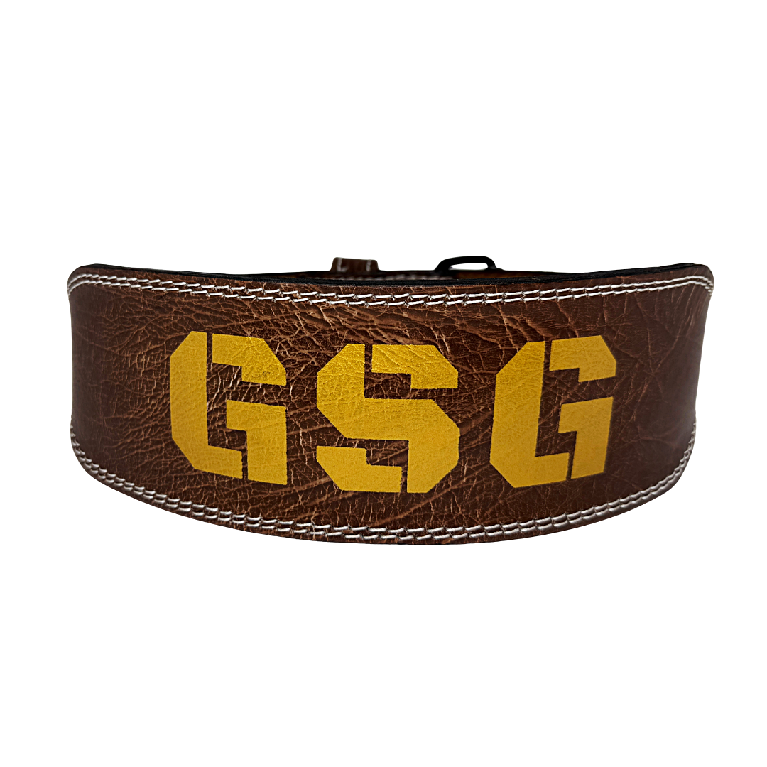 GSG Pro Gym Leather Belt Double Prong Gold Brown Edition