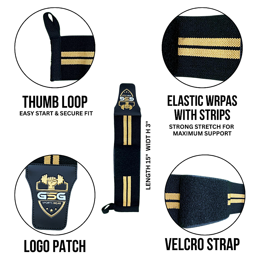 Wrist Straps – Yellow & Balck| GSG Sports Wear