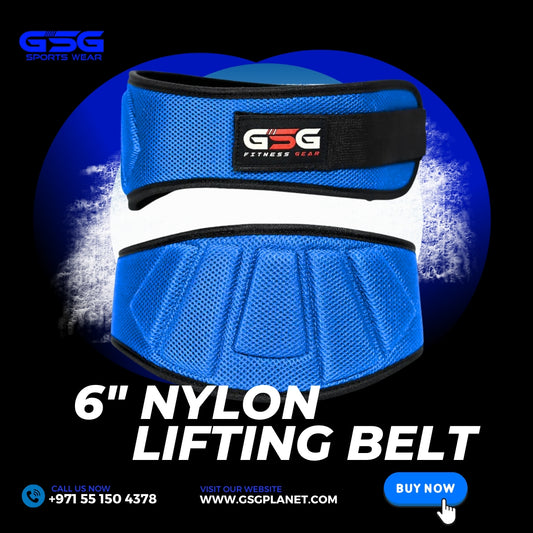6" REINFORCED NYLON LIFTING BELT - Blue