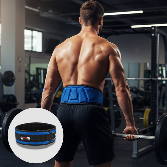 6" REINFORCED NYLON LIFTING BELT - Blue