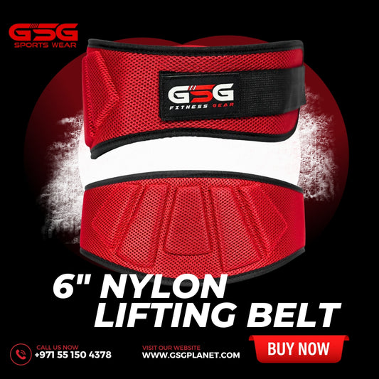 6" REINFORCED NYLON LIFTING BELT - Red