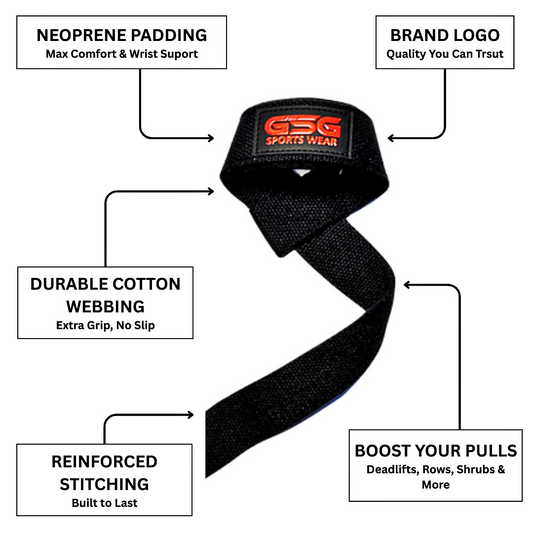Heavy Duty Lifting Straps – For Weight Training & Wrist Support (Black)