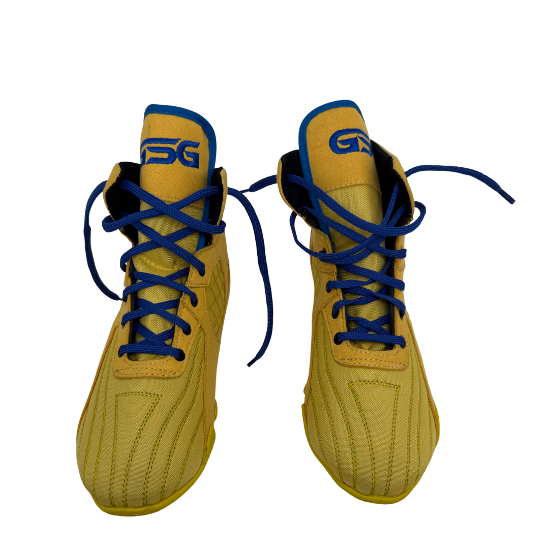 Professional Gym, Wrestling & Boxing Shoes – Lightweight Ankle Support (Yellow Amara Leather)