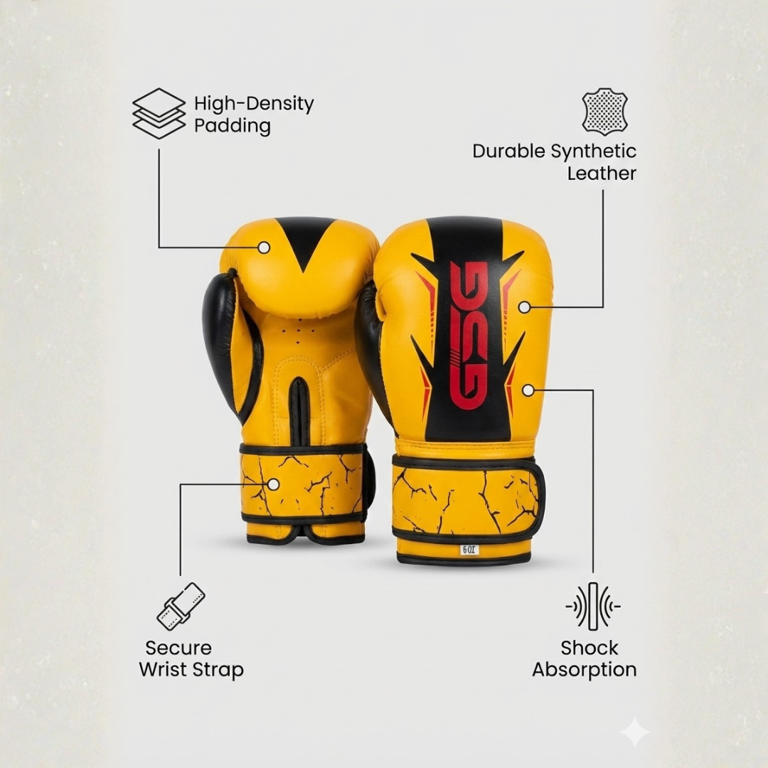 GSG Youth Pro Boxing Gloves for Kids and Teens 5 to 17 Years-YELLOW
