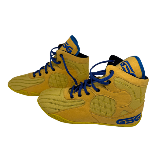 Professional Gym, Wrestling and Boxing Shoes Lightweight High Ankle Support (Yellow & Blue)