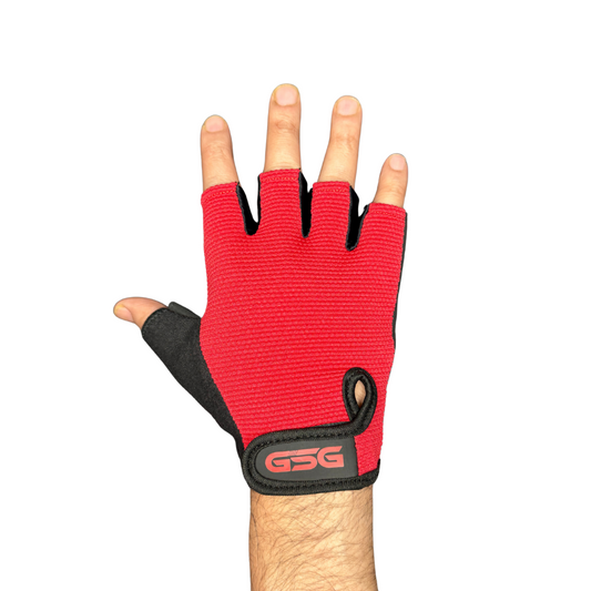 Strong Grip Fingerless Gym Gloves –Red