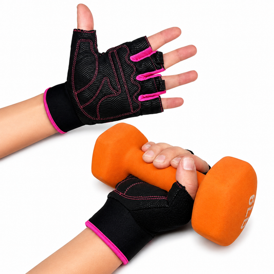 GSG Women's Fingerless Gym Gloves | Premium Grip Weightlifting & Fitness Gloves (PINK)