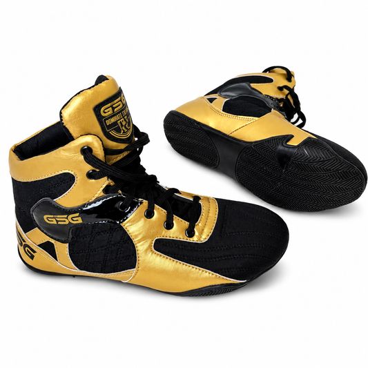 Professional Gym Wrestling & Boxing Shoes – Lightweight Golden PU Leather