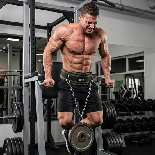 GSG Dip Belt with Steel Chain – Weighted Pull-Up & Dip Training Belt (Olive/Black)