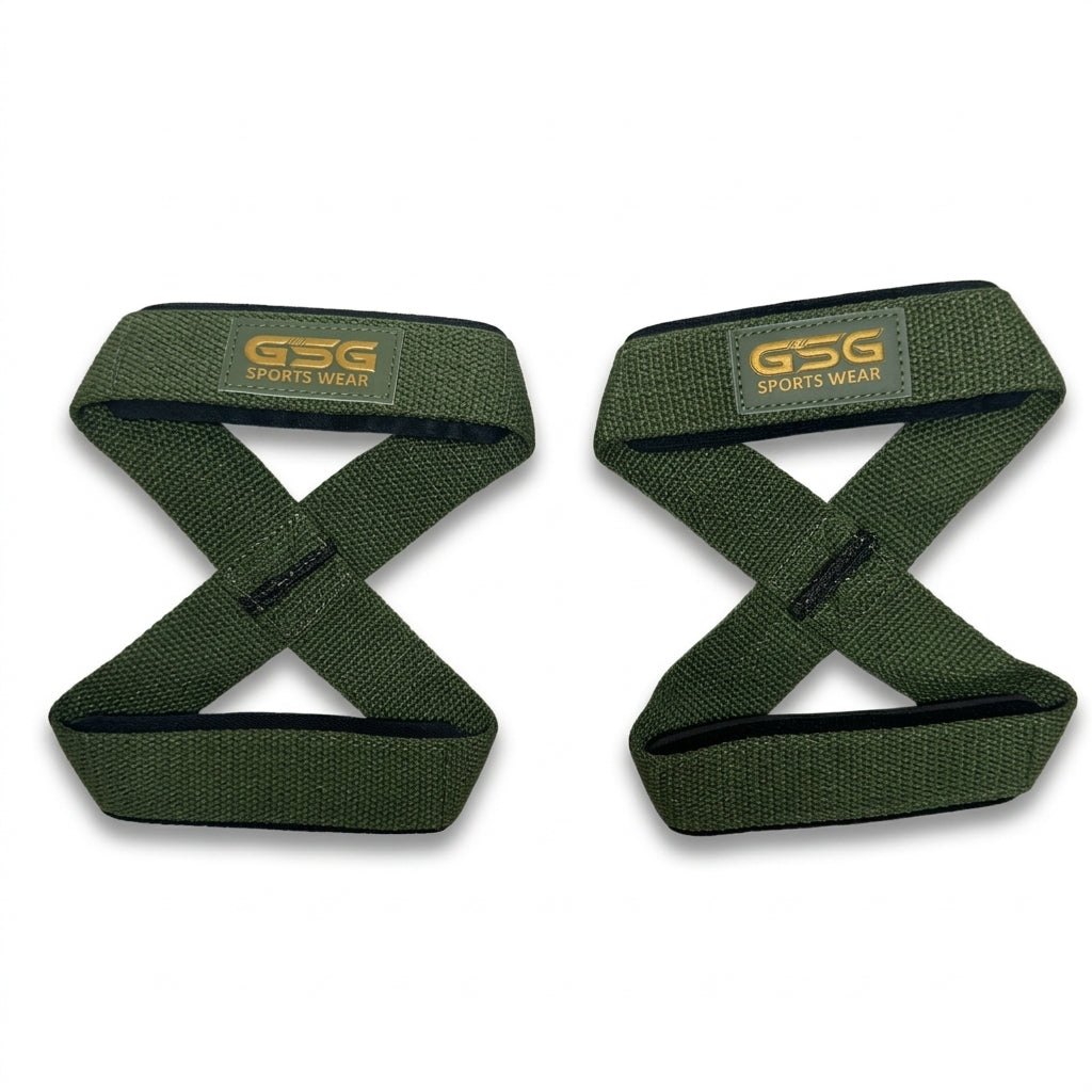 Figure 8 Lifting Strap – Heavy Duty Wrist Support for Deadlifts & Powerlifting-GREEN