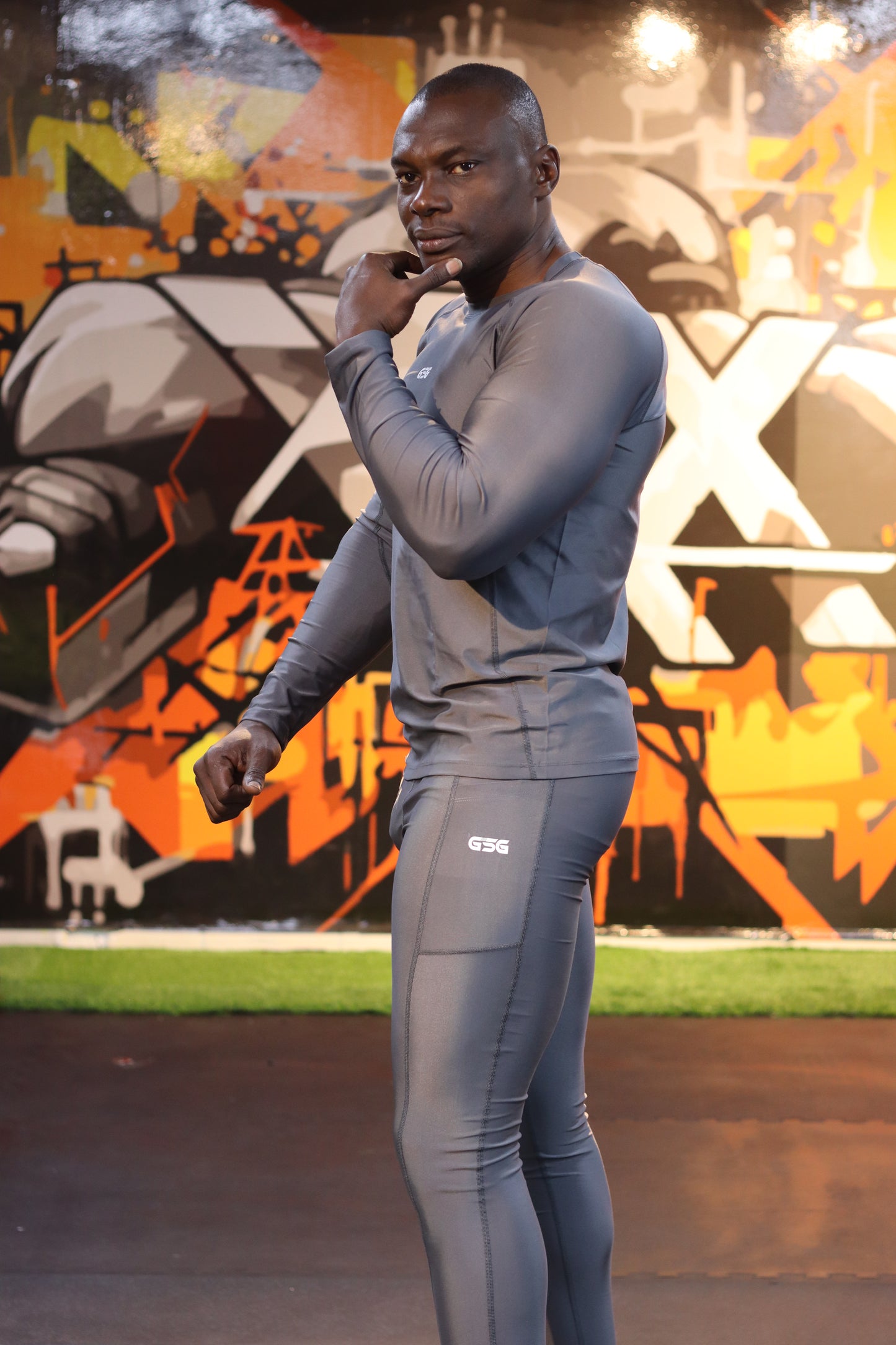 GSG Men's Compression leggings with Phone Pocket