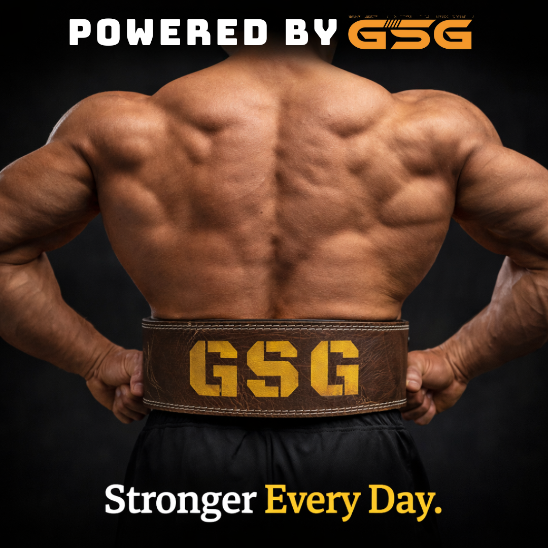 GSG Premium Leather Powerlifting Belt – Brown (Double Prong Buckle)