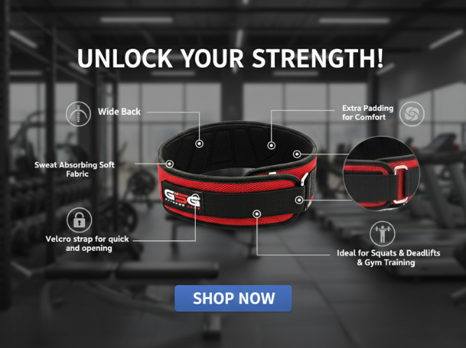 6" REINFORCED NYLON LIFTING BELT - Red