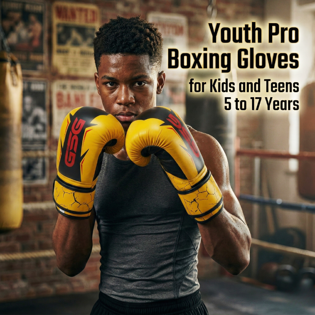 GSG Youth Pro Boxing Gloves for Kids and Teens 5 to 17 Years-YELLOW