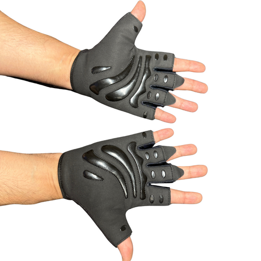 Strong Grip Fingerless Gym Gloves –Black