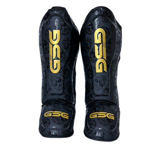 Skull Strike Shin Guards – Black & Gold