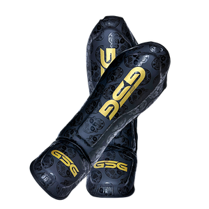 Skull Strike Shin Guards – Black & Gold