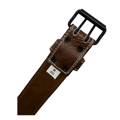 GSG Pro Gym Leather Belt Double Prong Gold Brown Edition