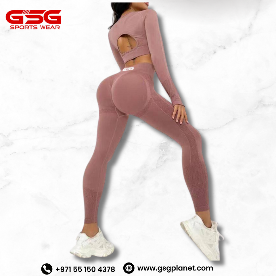 GSG 2pcs Solid Dark brown Workout Sets