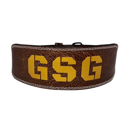 GSG Pro Gym Leather Belt Double Prong Gold Brown Edition