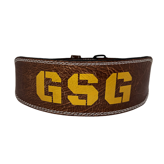 GSG Pro Gym Leather Belt Double Prong Gold Brown Edition