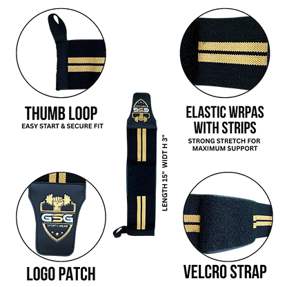 Wrist Straps – Yellow & Balck| GSG Sports Wear