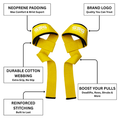 Heavy Duty Lifting Straps – For Weight Training & Wrist Support (Yellow)