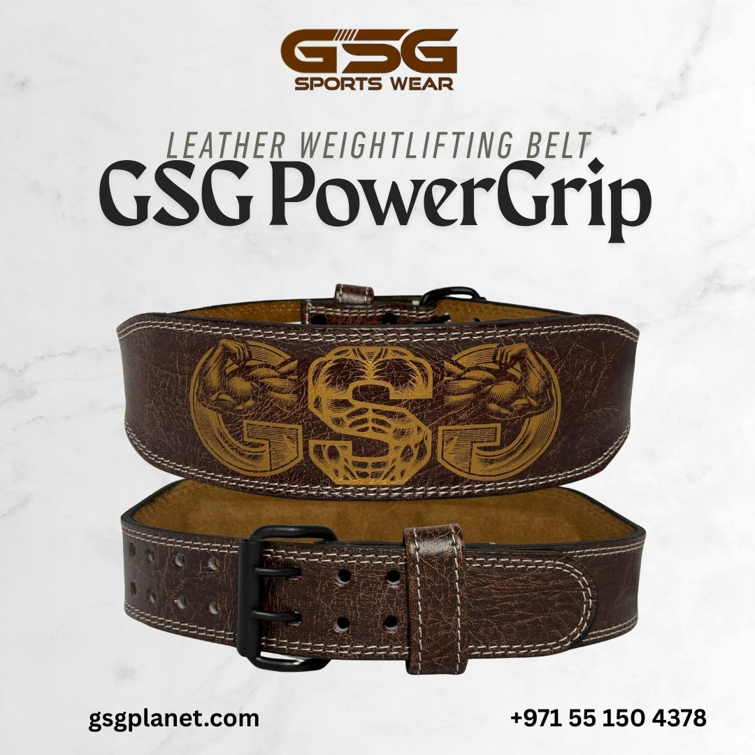 GSG PowerGrip Leather Weightlifting Belt – Brown