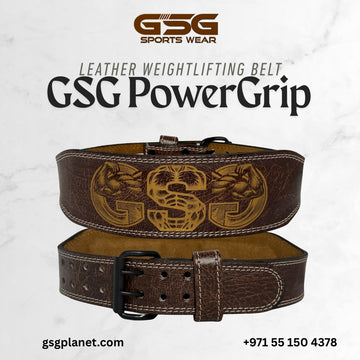 GSG PowerGrip Leather Weightlifting Belt – Brown