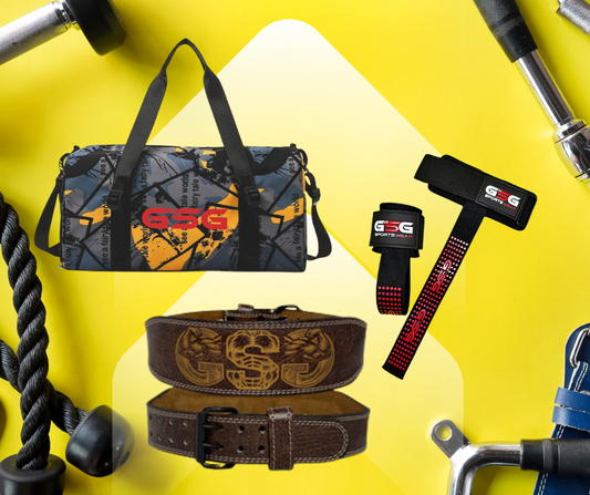 GSG Sports Wear Bundle Pack – Gym Bag, Lifting Belt & Power Straps