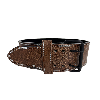 GSG Premium Leather Powerlifting Belt – Brown (Double Prong Buckle)