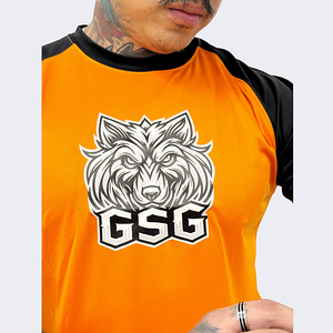 GSG Gym T-Shirt – Orange & Black | Dry Fit Sportswear for Men