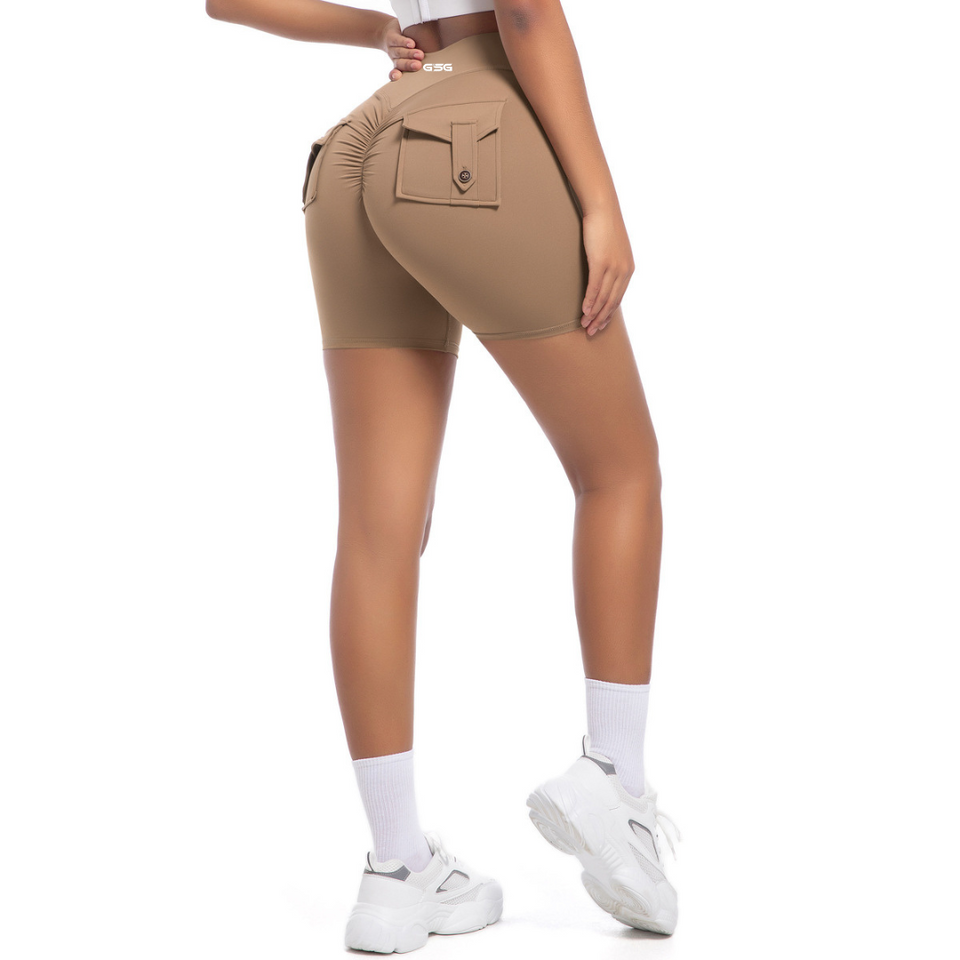 GSG Scrunch Pocket Womens Shorts - Brown