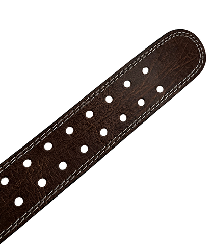 GSG Pro Gym Leather Belt Double Prong Brown Gold Edition