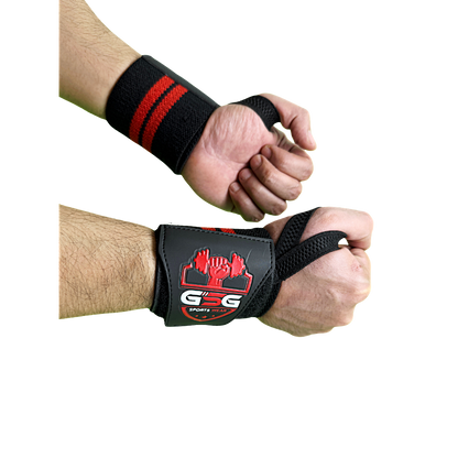 Wrist Straps – Red & Black| GSG Sports Wear