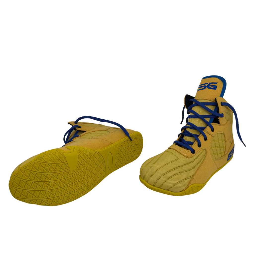 Professional Gym, Wrestling and Boxing Shoes Lightweight High Ankle Support (Yellow & Blue)