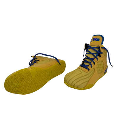 Professional Gym, Wrestling and Boxing Shoes Lightweight High Ankle Support (Yellow & Blue)