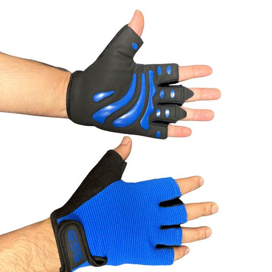 Strong Grip Fingerless Gym Gloves – Blue