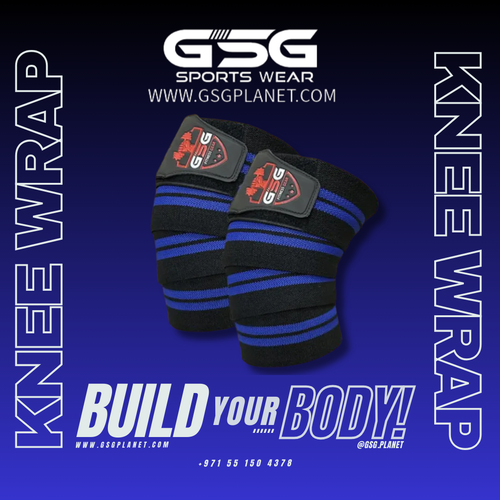 Knee Wraps for Weightlifting & Squats-Blue