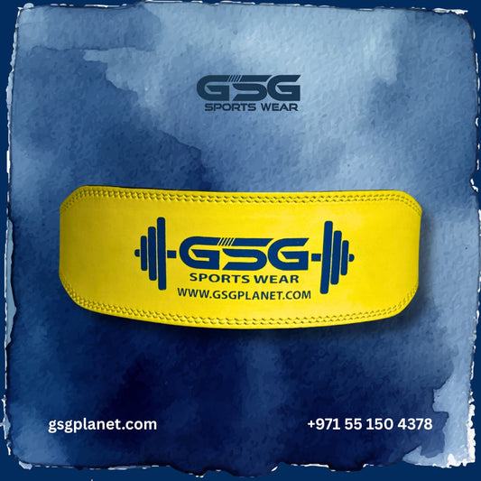 GSG Yellow Power Belt – Premium Leather Weightlifting Belt for Men in UAE