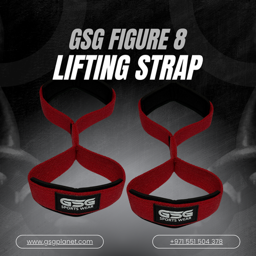 GSG Figure 8 Lifting Strap – Red Heavy Duty Wrist Support for Deadlifts & Powerlifting