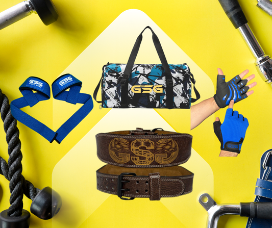 GSG Sports Wear Bundle Pack – Gym Bag, Lifting Belt, Gloves & Lifting Straps