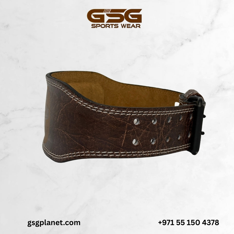 GSG PowerGrip Leather Weightlifting Belt – Brown