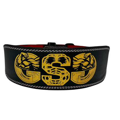 GSG Pro Gym Leather BeltDouble Prong Gold Black Edition