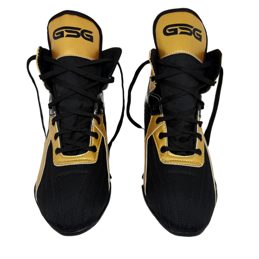 Professional Gym Wrestling and Boxing Shoes Lightweight Ankle Support Golden PU Leather