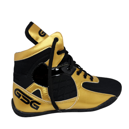 Professional Gym Wrestling and Boxing Shoes Lightweight Ankle Support Golden PU Leather